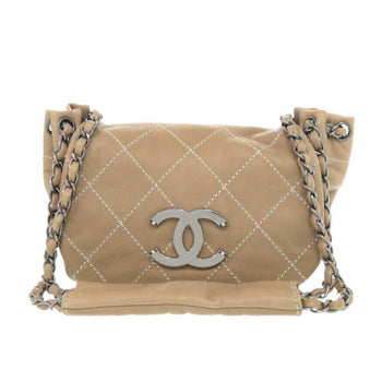 Chanel Wild Stitch Coco Mark Chain Shoulder Bag Lambskin Beige 0157Chanel
