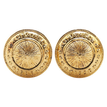 Chanel Vintage 1990 Logo Round Earrings