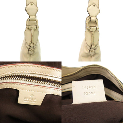 Gucci Creole Hobo Horsebit 145826 Leather Ivory White Shoulder Bag 0244 Gucci
