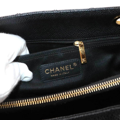 Chanel Matelasse Grand Chain Tote Bag Gst Caviar Leather Black A50995