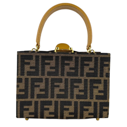 Fendi Zucca Vanity Shoulder Bag In Brown Nylon Canvas And Leather