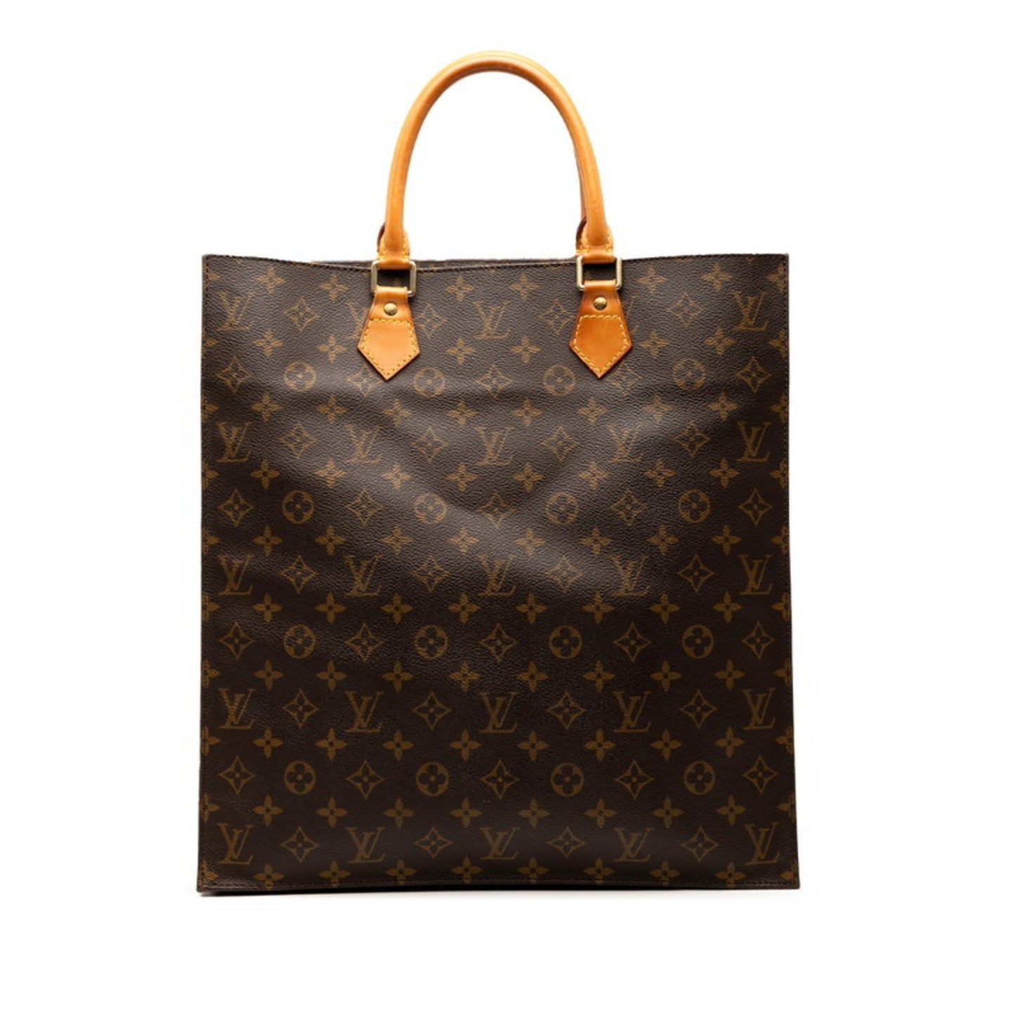 Louis Vuitton Monogram Sac Plat Handbag Tote Bag M51140 Brown Leather