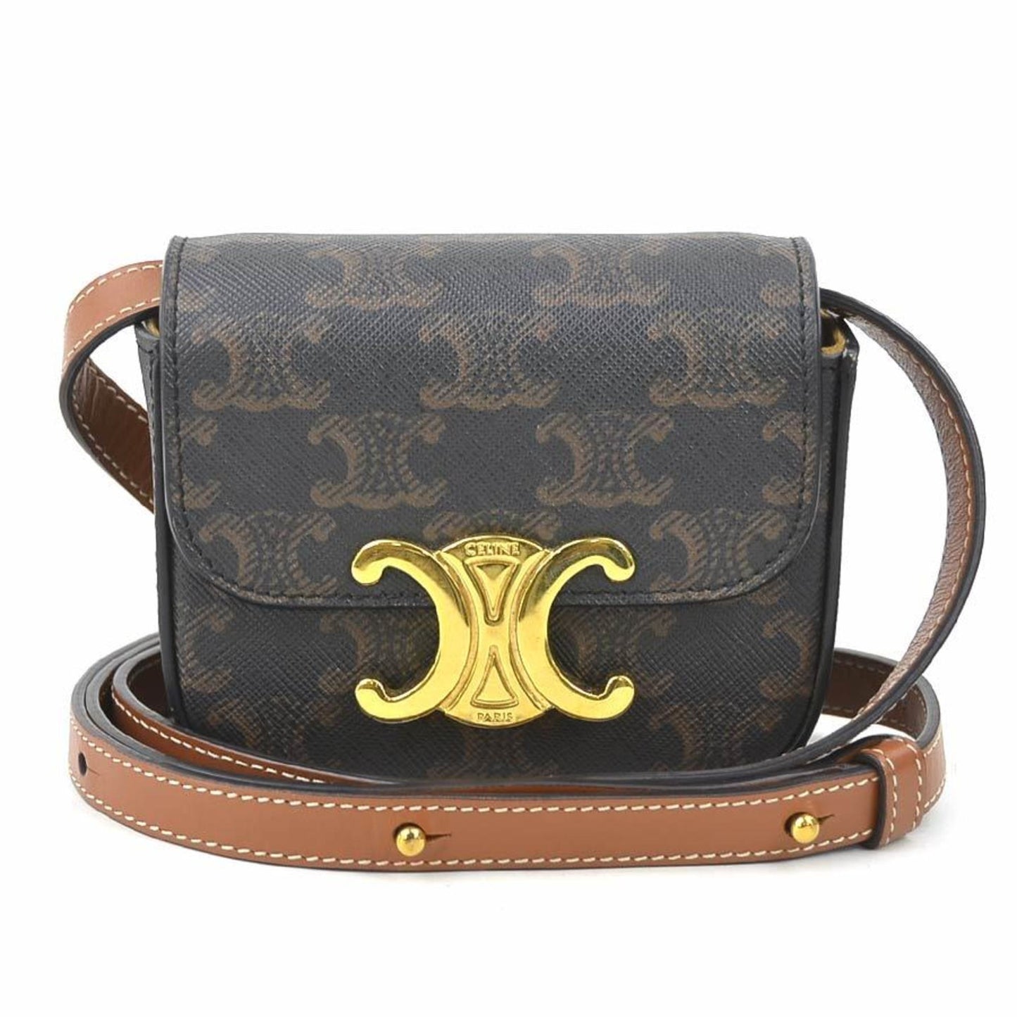 Celine Triomphe Shoulder Bag In Coated Canvas