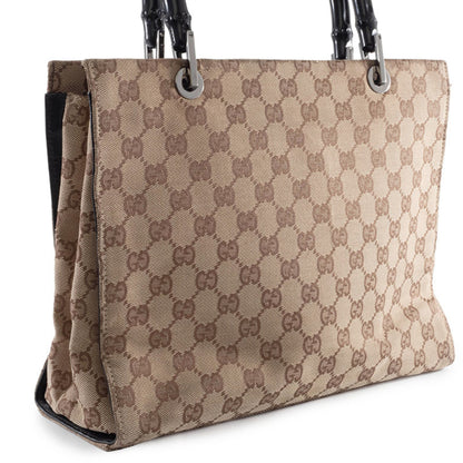 Gucci Bamboo 002 1016 Canvas Bag In Beige