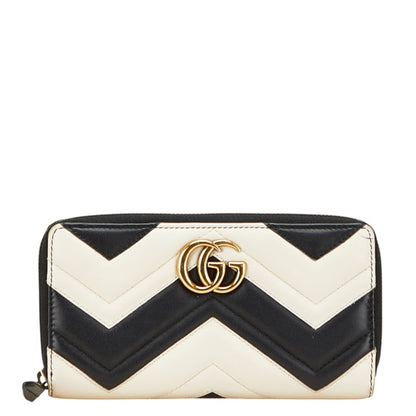 Gucci Gg Marmont Heart Quilted Zip-Around Long Wallet 443123 White