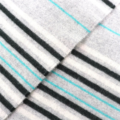 Hermes Neo Rocabar 100% Cashmere Gris Chine Leather Logo Patch Fringe Scarf/Shawl With Box