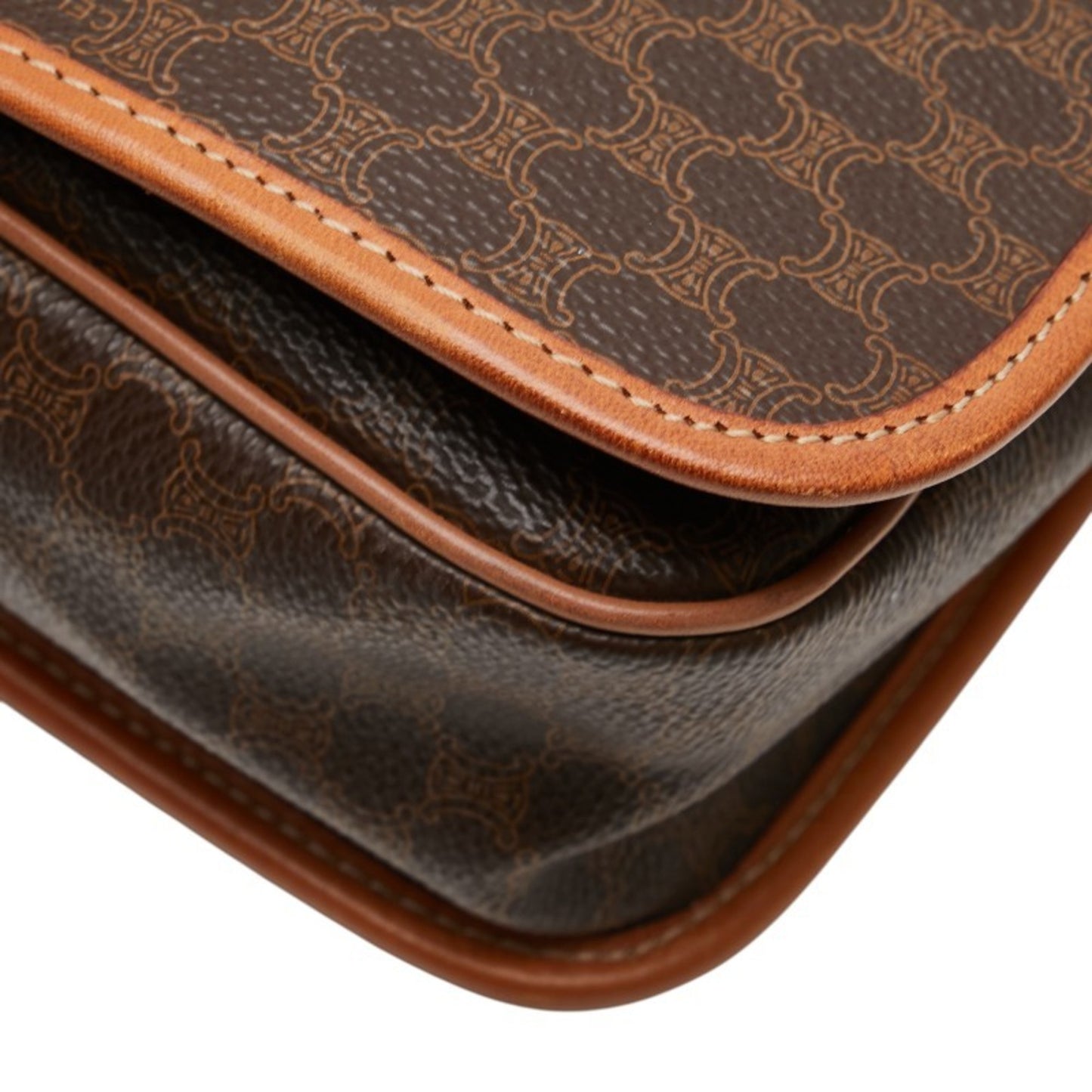 Celine Macadam Crossbody Shoulder Bag In Brown Leather