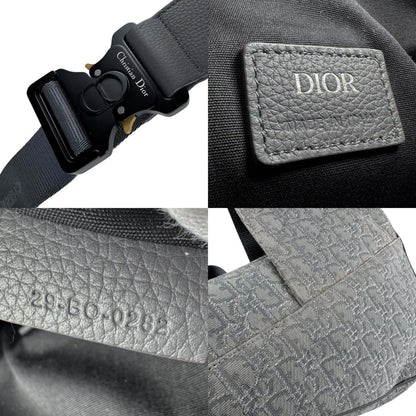 Christian Dior Shoulder Bag Saddle Canvas Gray