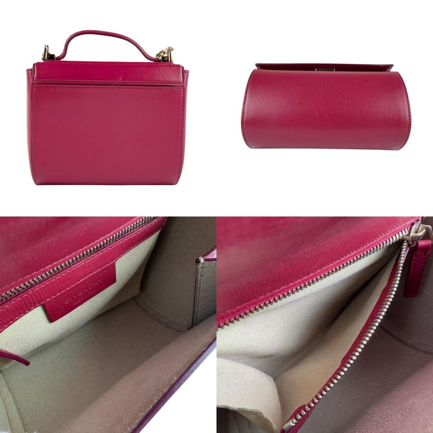 Givenchy Box Mini Handbag Shoulder Bag Leather Metal Bordeaux Gold