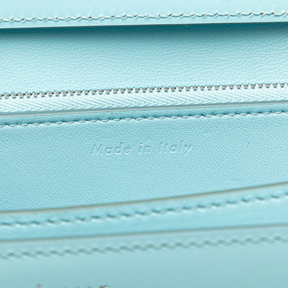 Celine Classic Box Medium Crossbody Shoulder Bag In Light Blue Leather