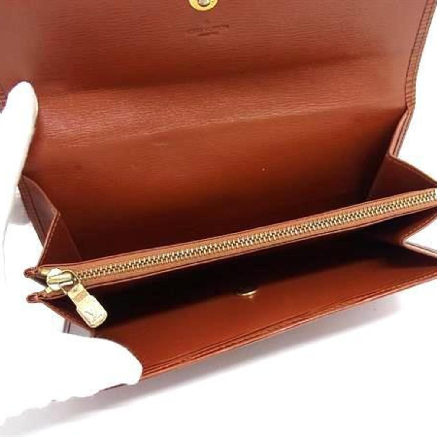 Louis Vuitton Pochette Porte Monnaie Credit Long Wallet M63573 Kenya Brown Epi Leather Bifold For