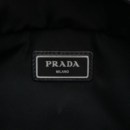 Prada Triangle Logo Plate Body Bag/Waist Bag In Black/Navy Leather/Nylon