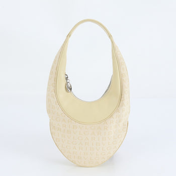 Bvlgari Logomania Leather Handbag Tote Ivory Shoulder Bag