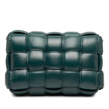 Bottega Veneta Intrecciato Padette Cassette Shoulder Bag In Green Leather
