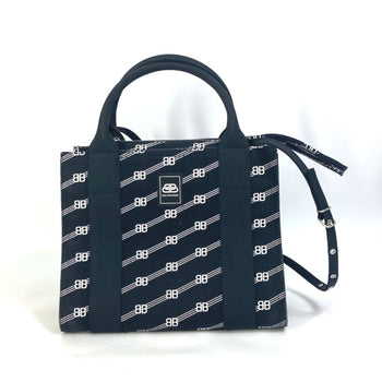 Balenciaga 620884 Bb Tote Bag Hand Bag Black White