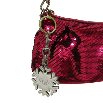 Coach Sequin Accessory Pouch Party Bag Chain Handbag 14368 Pink