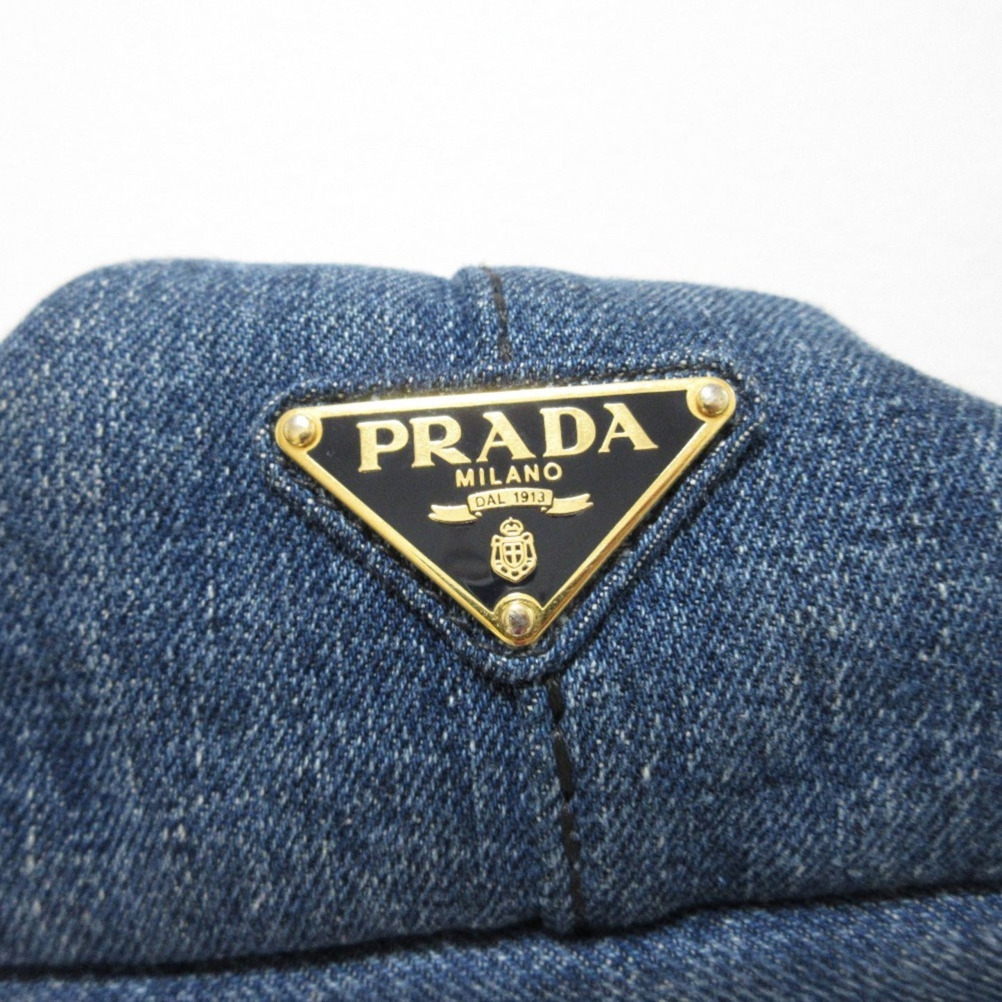 Prada Canapa Triangle Logo Plate Denim 2-Way Handbag/Shoulder Bag