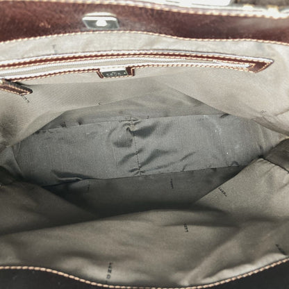 Fendi Tote Bag Shoulder Zucca Nylon Canvas Leather Brown