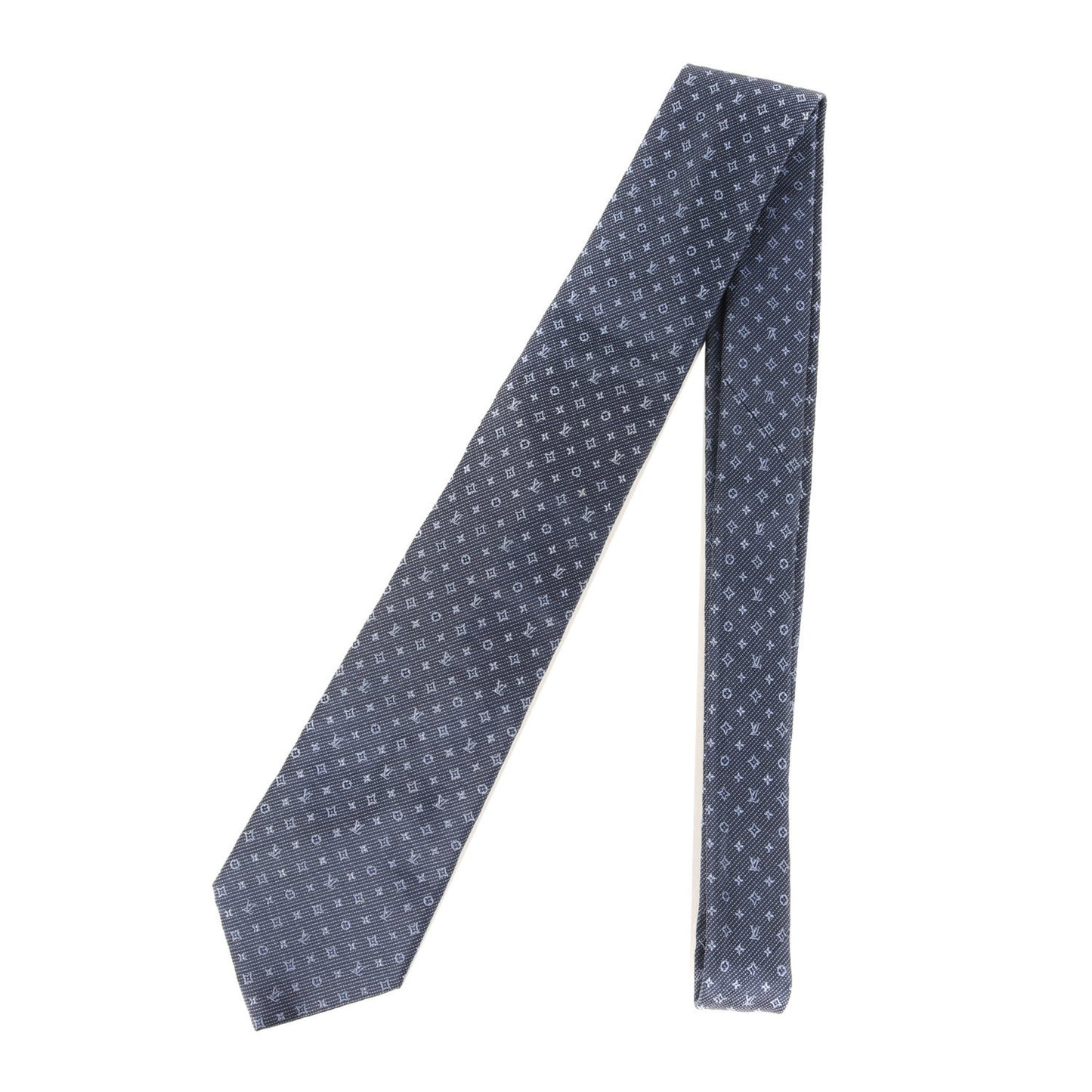 Louis Vuitton Louis Vuitton Micro Monogram Silk Cravate Tie M70953 Navy Blue