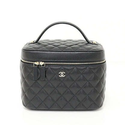 Chanel Timeless Classic Vanity Bag Caviar Skin Ap2573 Black Matelasse Unused F-04622