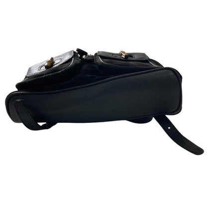 Gucci Suede Leather Bamboo Backpack 2058 Black