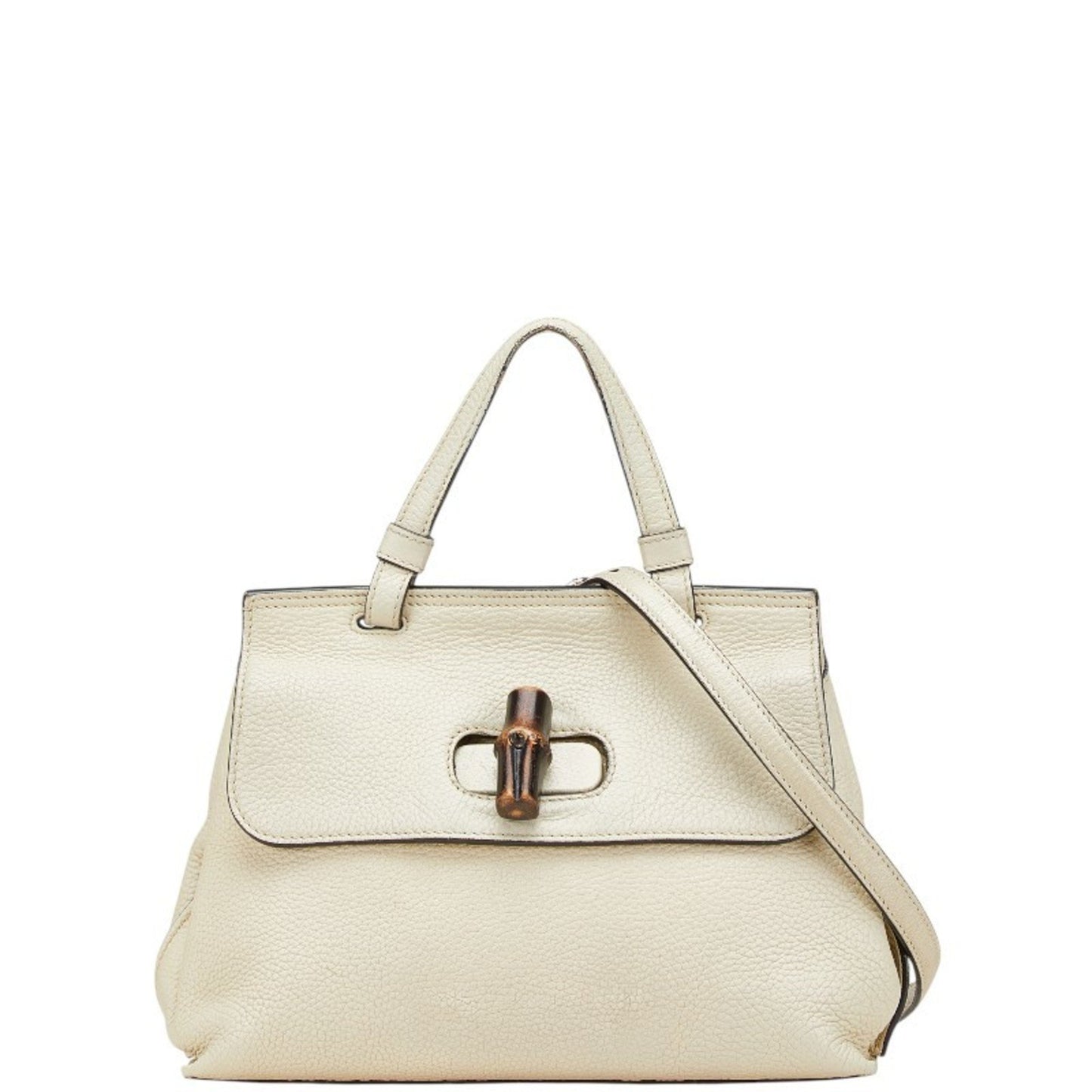 Gucci Daily Bamboo Handbag/Shoulder Bag 2Way 370831 White Leather