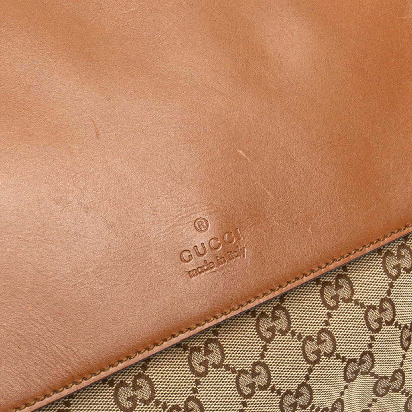 Gucci Gg Canvas Shoulder Bag 353401 Beige Brown Leather