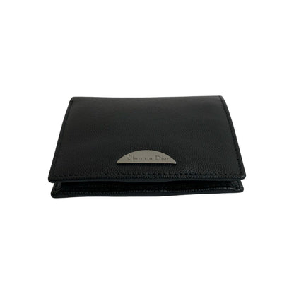 Christian Dior Logo Hardware Leather Genuine Bifold Mini Wallet Black 29110