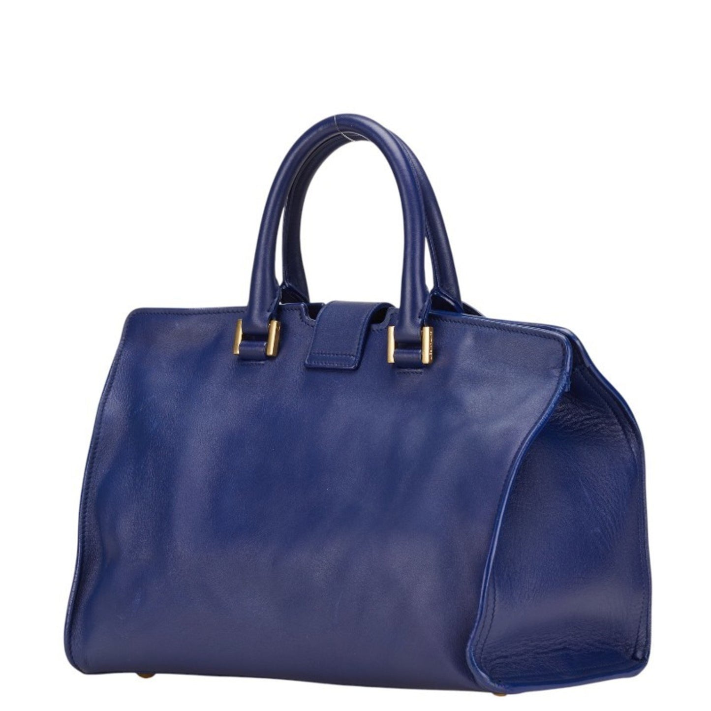 Saint Laurent Ysl Logo Petit Cabas Handbag/Shoulder Bag 2Way 311210 Blue Leather