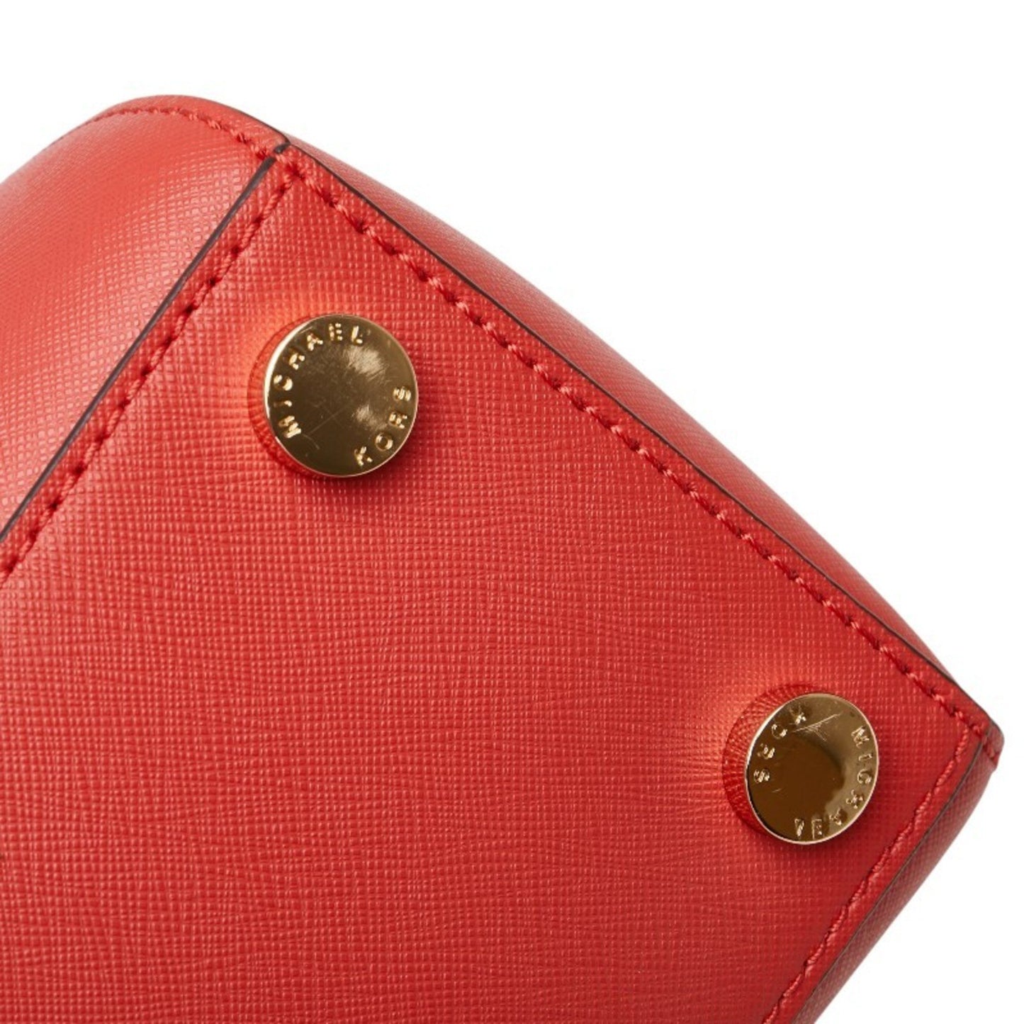 Michael Kors Logo Hardware Handbag Tote Bag Red Leather