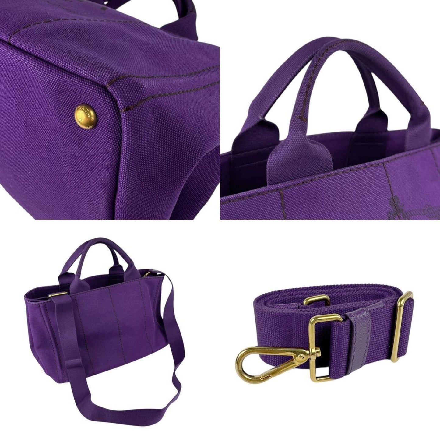 Prada Handbag Shoulder Bag Canapa Canvas Purple