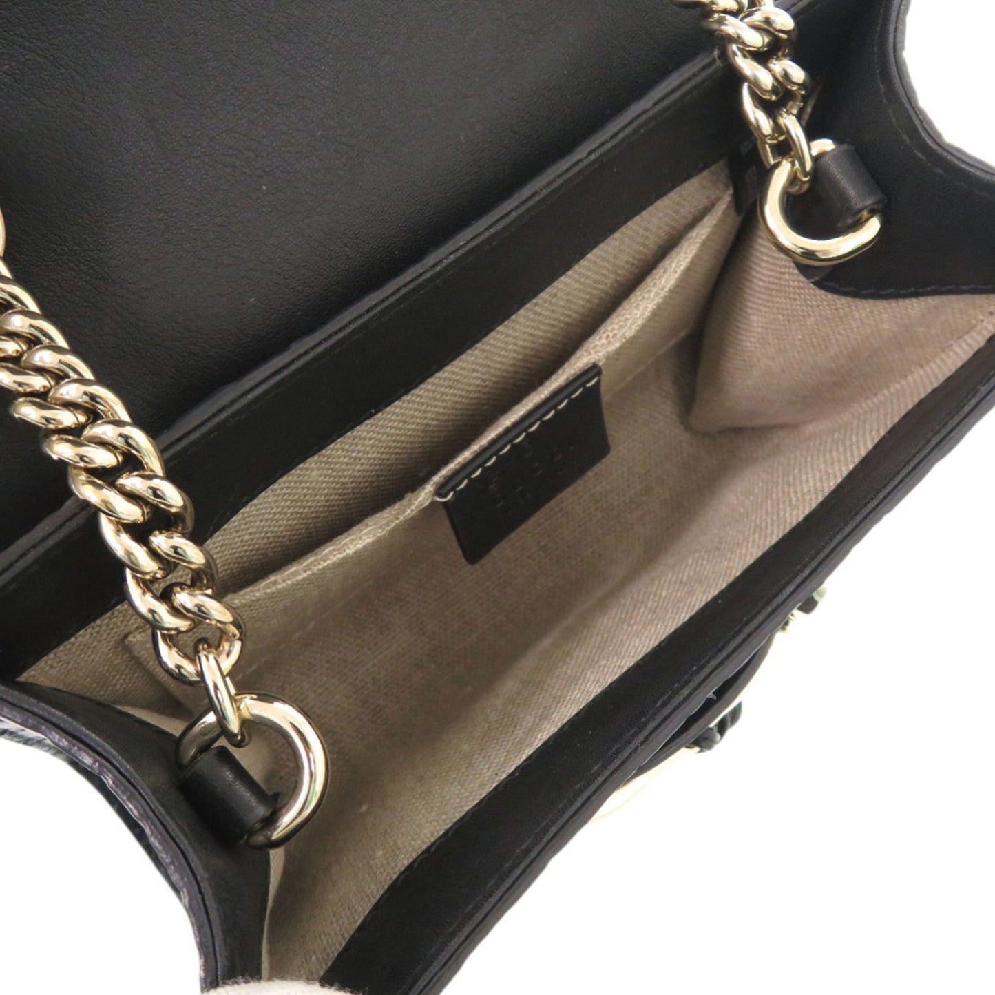 Gucci Emily Micro Guccissima 449636 Leather Black Chain Shoulder Bag 0512 Gucci