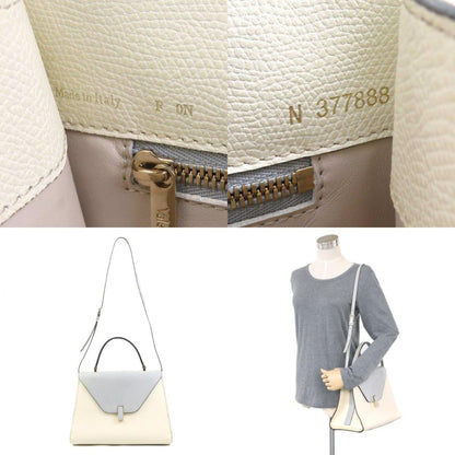 Valextra Handbag Shoulder Bag Large Iside Leather Ivory X Light Gray