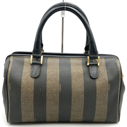 Fendi 259022 Boston Bag Handbag Black Brown Leather