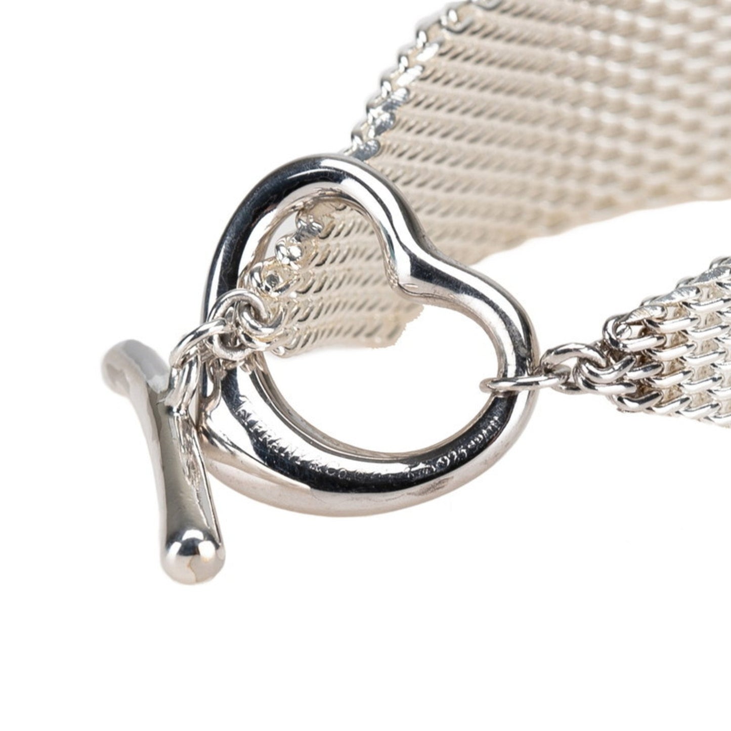 Tiffany & Co. Open Heart Toggle Chain Bracelet/Bangle In 925 Sterling Silver