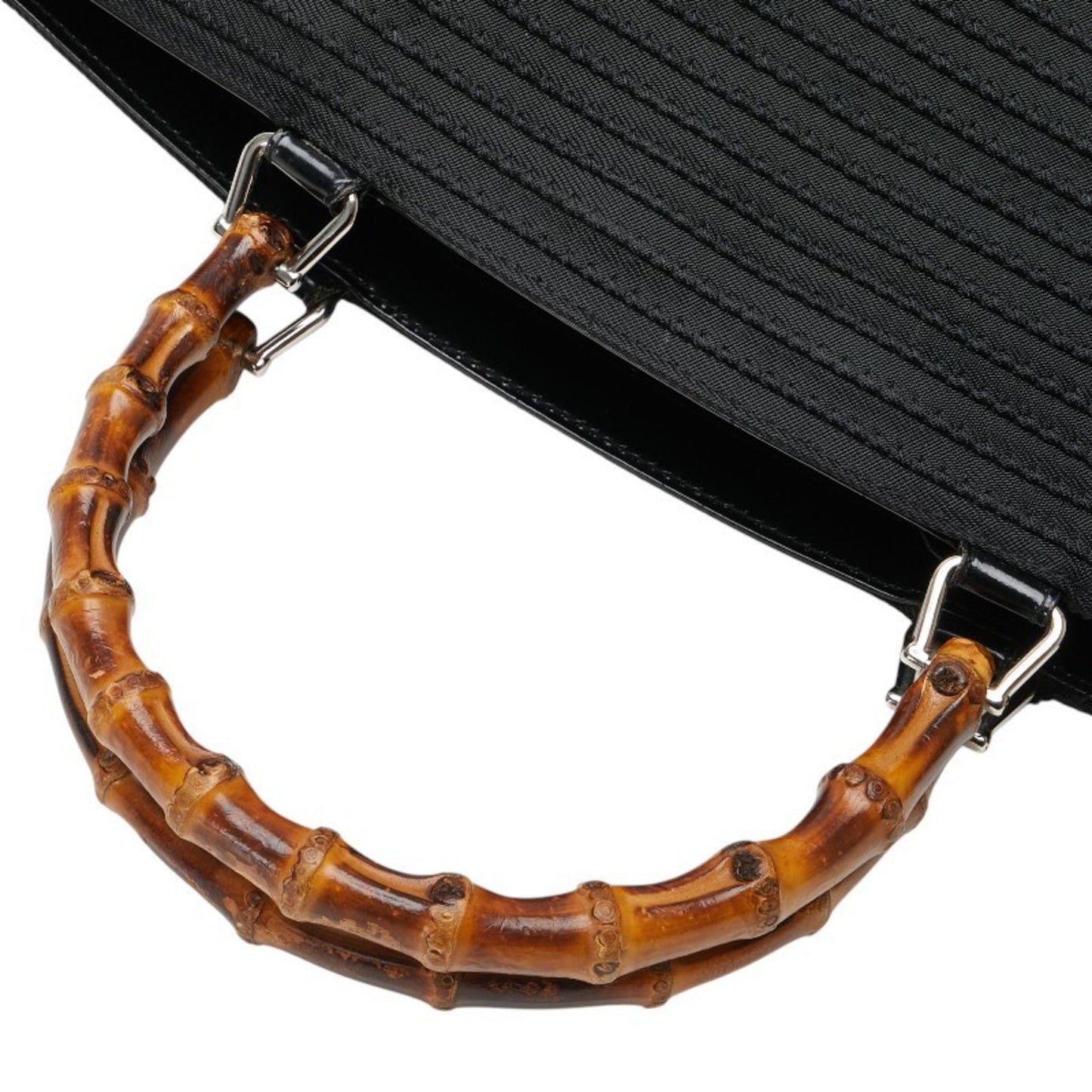 Gucci Bamboo Handbag/Shoulder Bag 2Way 002.1364.0439 Black Brown Nylon Leather