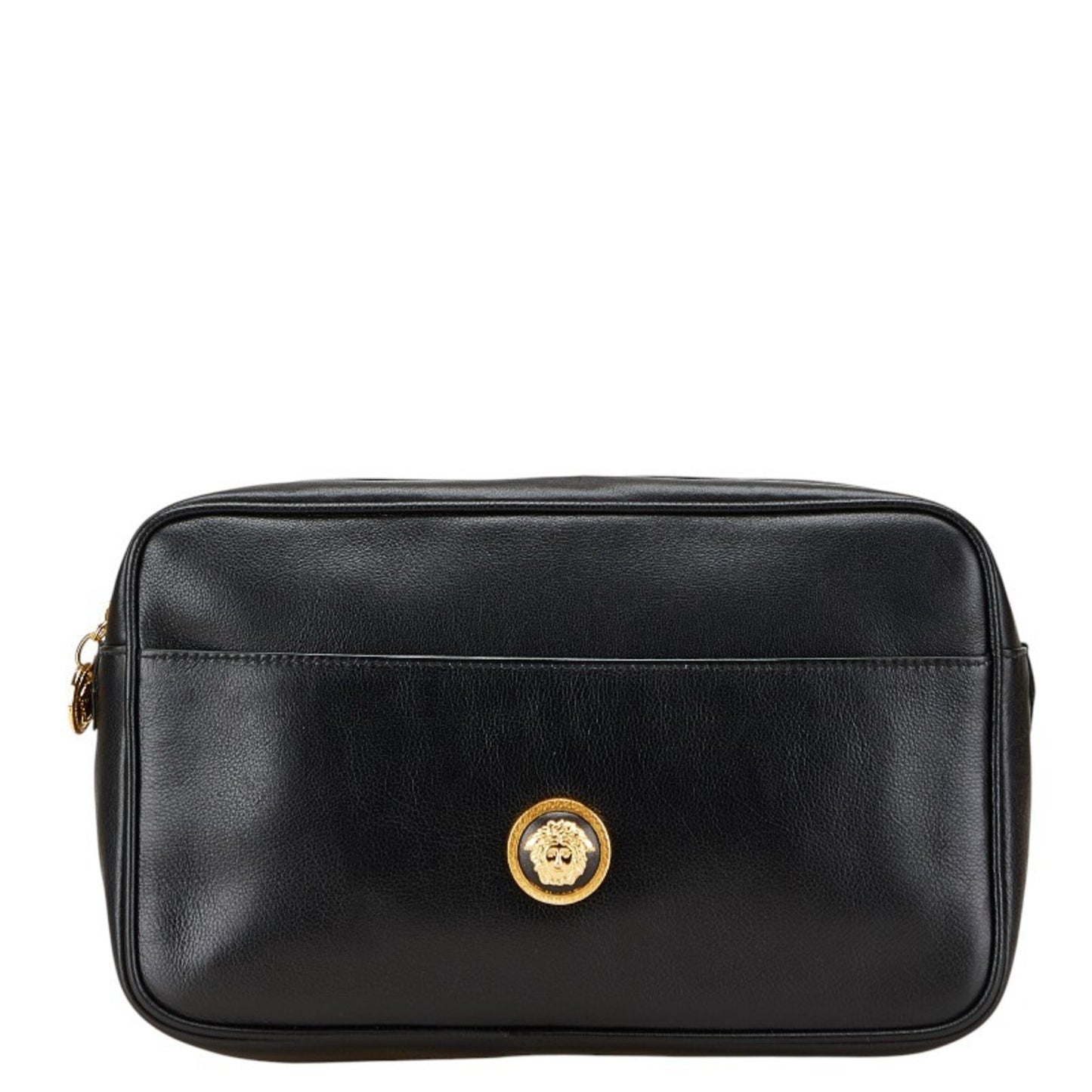 Versace Medusa Clutch Bag/Second Bag In Black Leather