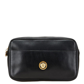 Versace Medusa Clutch Bag/Second Bag In Black Leather