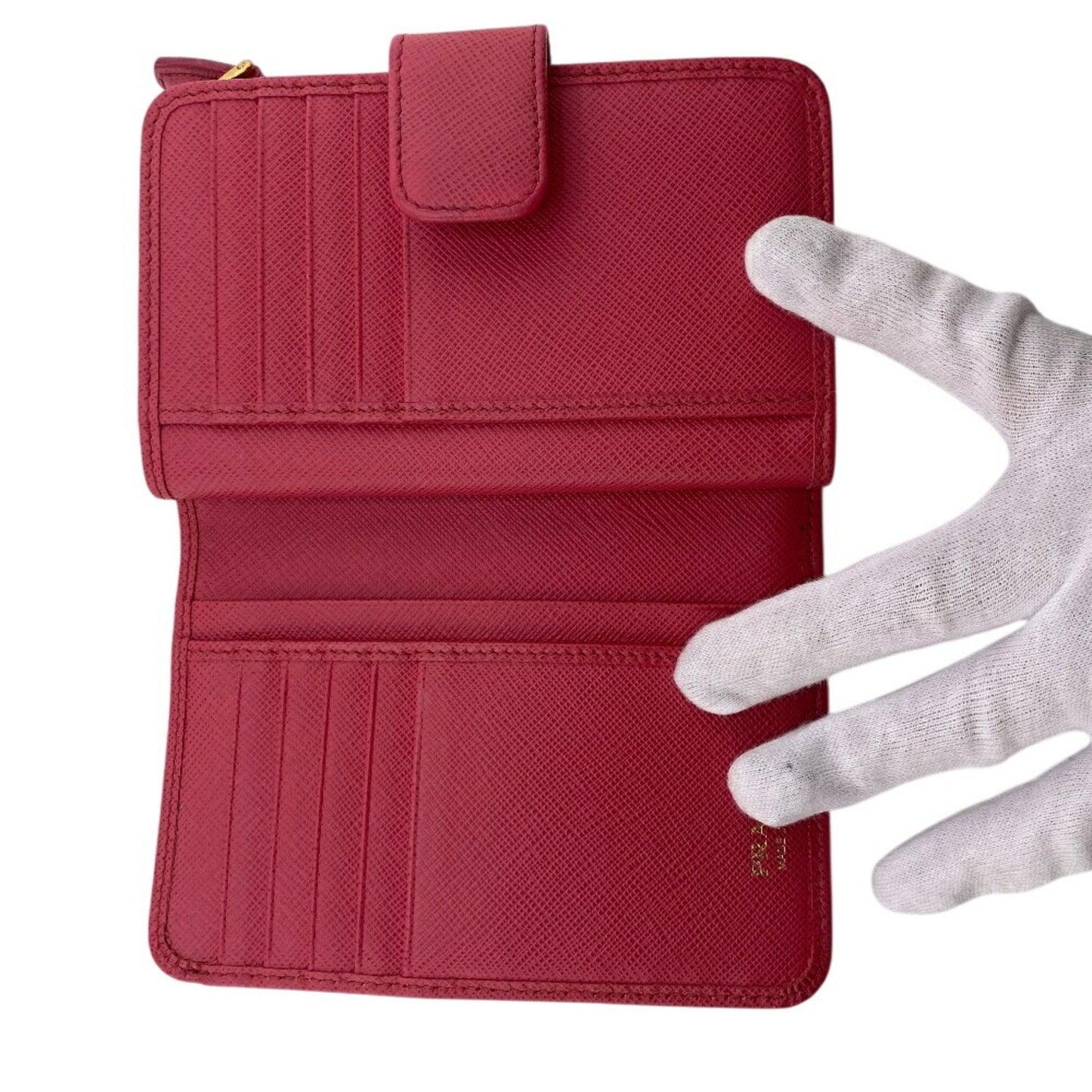 Prada 1Ml018 Saffiano Bifold Wallet Pink
