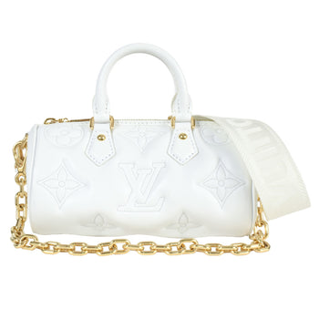 Louis Vuitton Papillon Bb Bubble Gram Shoulder Bag 3Way Calfskin M59827 White Rfid Handbag