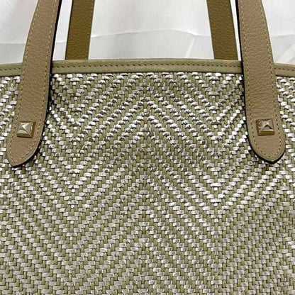 Hermes Tote Bag Chennai Mm Ec-23011 Beige Silver Etoupe Leather Polyester Hermes