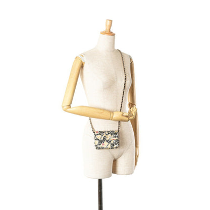 Chanel Matelasse Checkered Flag Coco Mark Mini Crossbody Chain Shoulder Bag In Beige