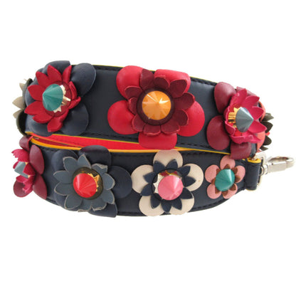Fendi Strap You Leather Multicolor Navy Studded Floral Print Shoulder 1677 Fendi