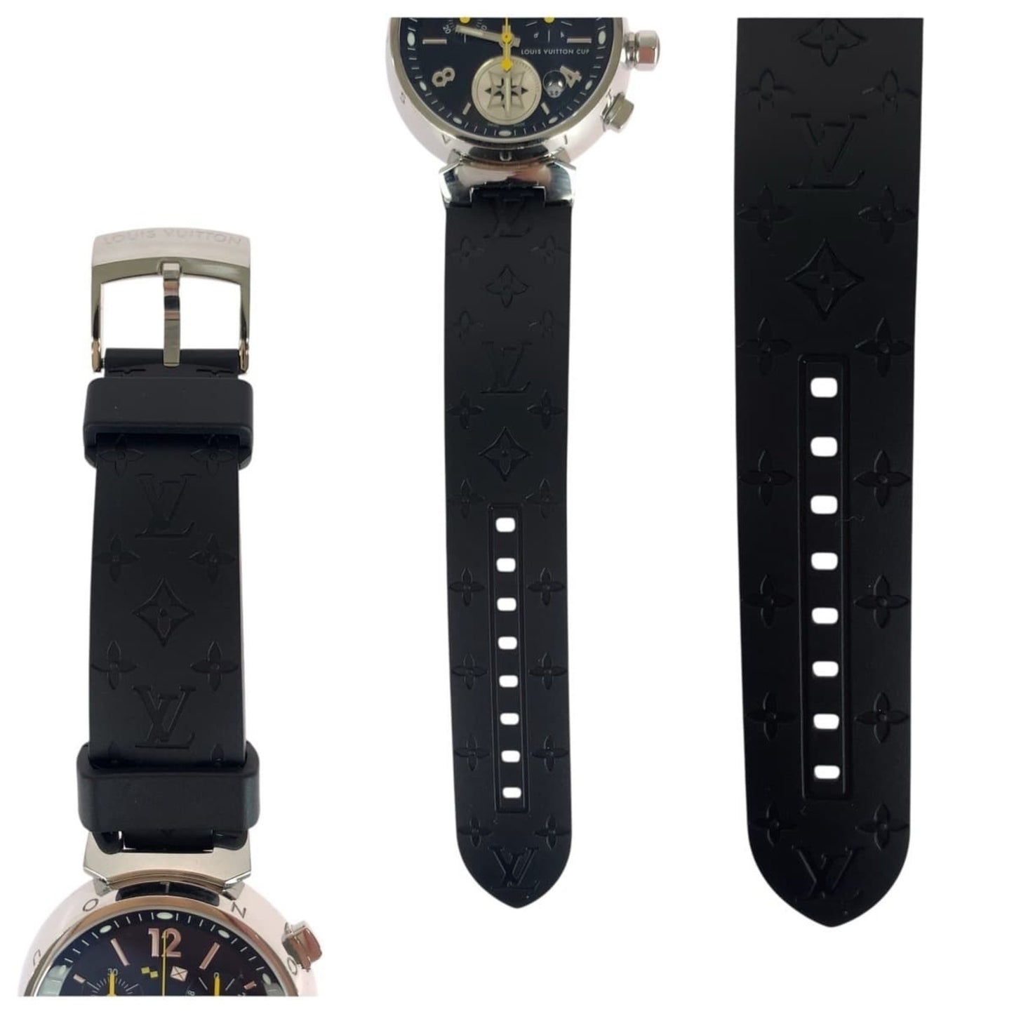 Louis Vuitton Tambour Lovely Cup Black/Silver Stainless Steel/Rubber/Glass Watch Q132G Quartz
