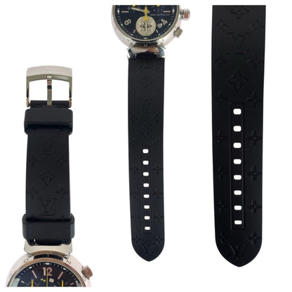 Louis Vuitton Tambour Lovely Cup Black/Silver Stainless Steel/Rubber/Glass Watch Q132G Quartz