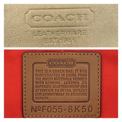 Coach Signature Beige Gold Hardware Canvas Tote Bag Shoulder