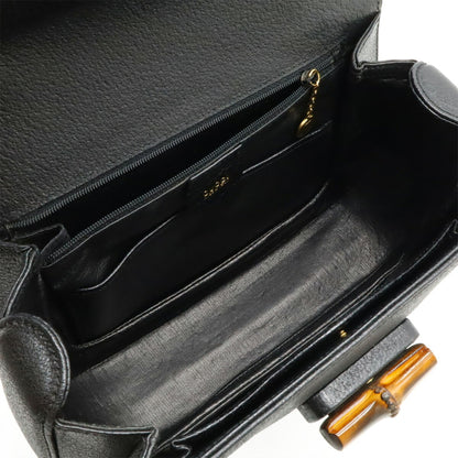 Gucci Bamboo Handbag/Shoulder Bag In Black Leather