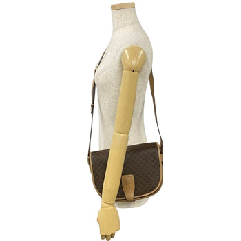 Celine Macadam Vintage Blason Triomphe Leather Shoulder Bag/Pochette In Brown