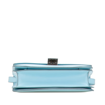 Celine Classic Box Medium Crossbody Shoulder Bag In Light Blue Leather