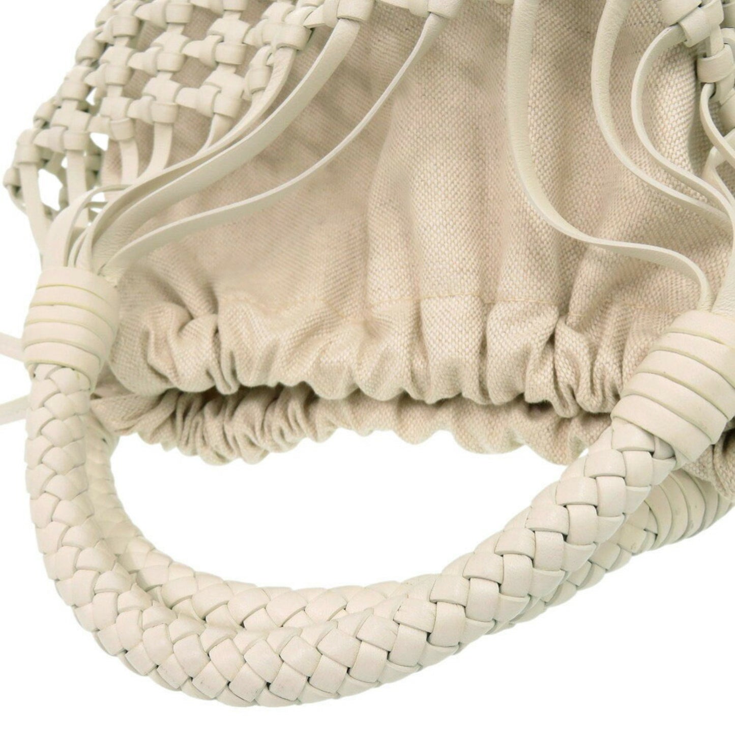 Bottega Veneta Cavallino 709612 Leather Canvas White Handbag 1172Bottegaveneta